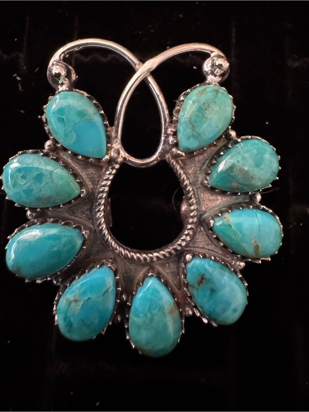 Sterling Silver blue moon turquoise Teardrop Statement Ring - size 7.5